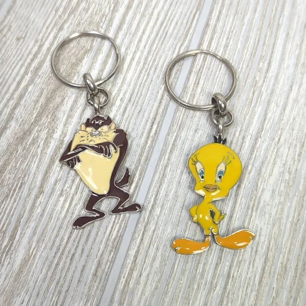 Vintage Lot of 7 Assorted Keychain Figures Disney Looney Tunes NFL Mickey Mouse